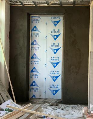 现场施工图：电梯层门门洞修补，东莞公寓乘客电梯首选